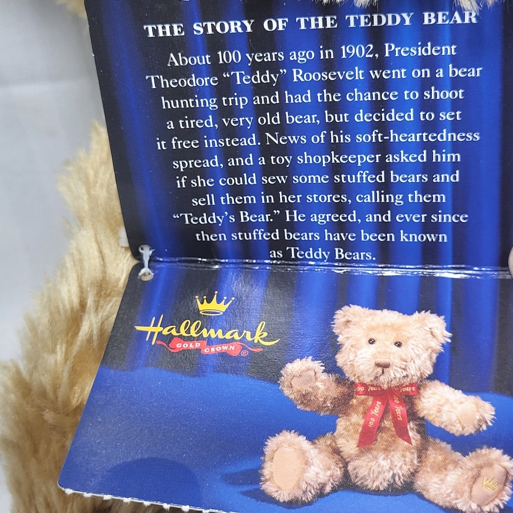 Hallmark Teddy Tennial Bear 100th Anniversary Jointed 14” Stuffed Plush NOS NWT - Picture 11 of 16